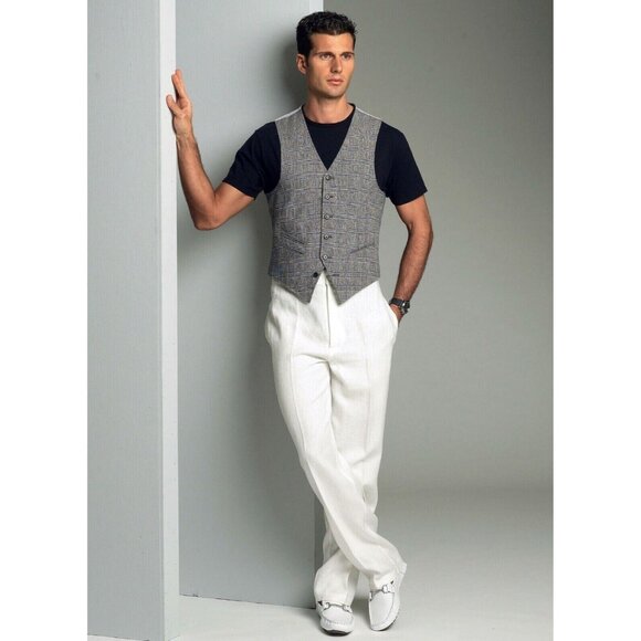 Vogue V8987 Mens 40 to 46 Button Front Vest Uncut Sewing Pattern - Picture 6 of 7